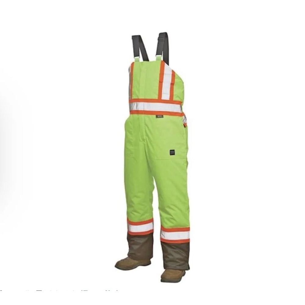 Work King Safety Large S79811 Hi-Vis Lined Insulated Bibs Florescent Green NEW